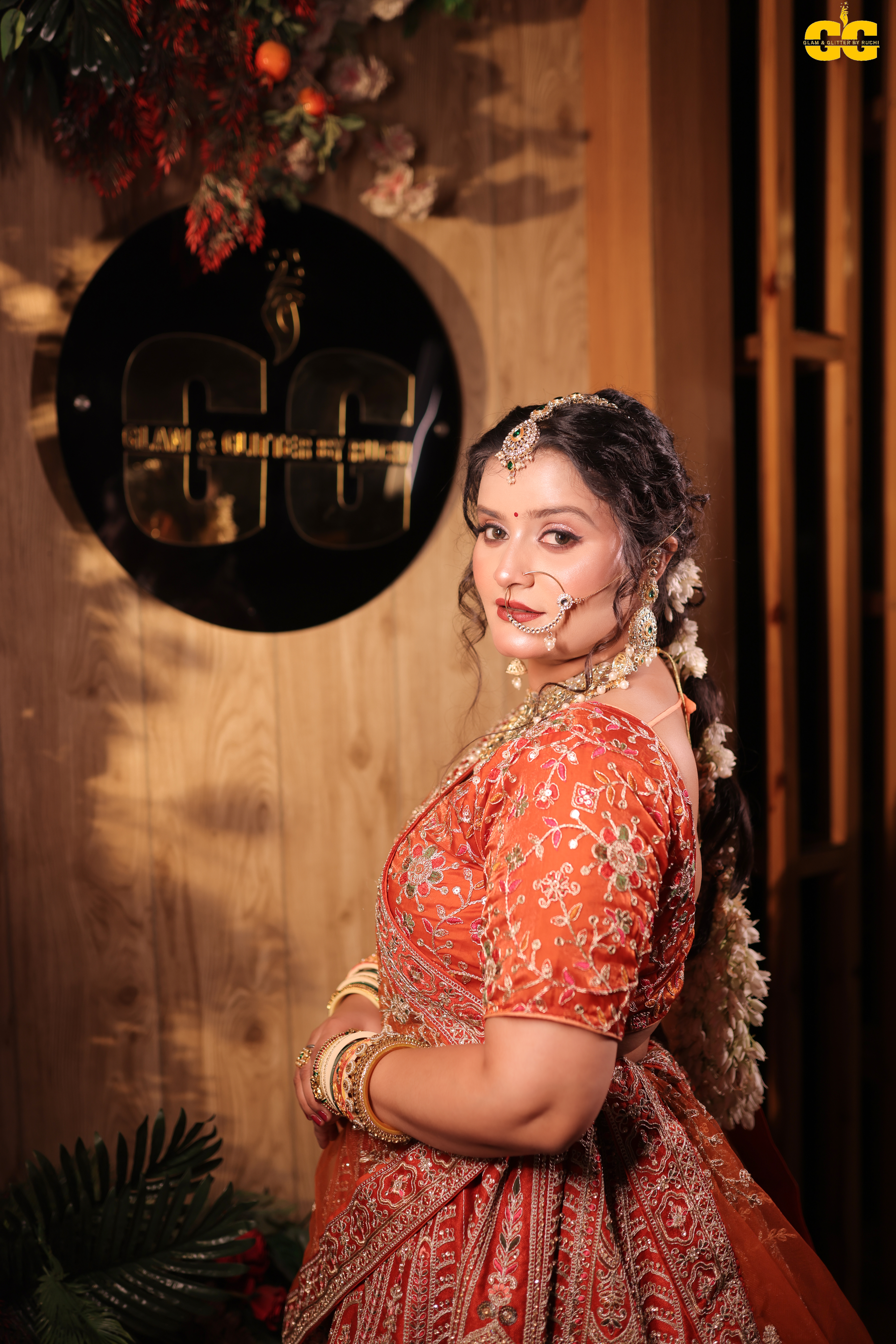 Bridal pose at salon