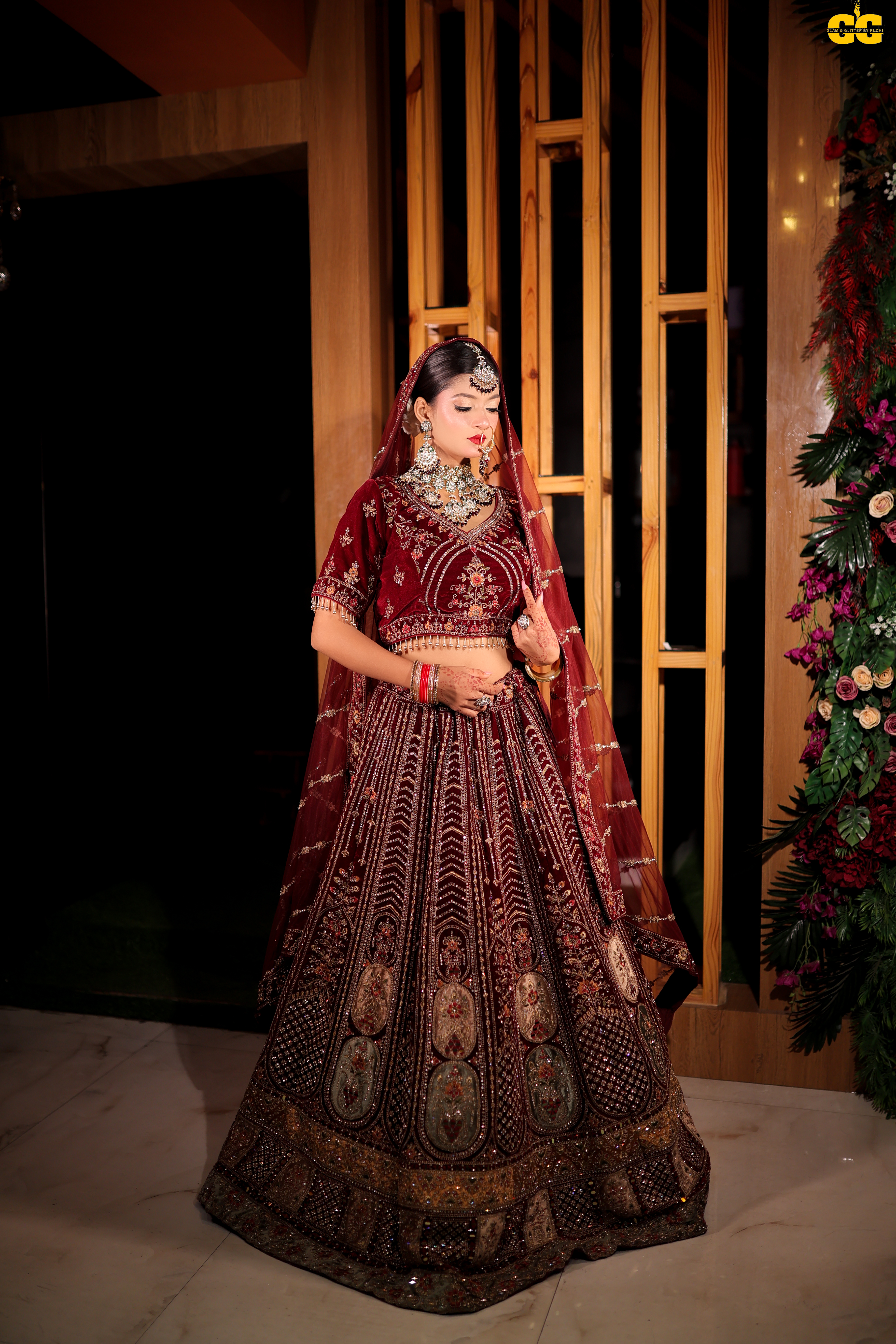 Bridal maroon lehenga